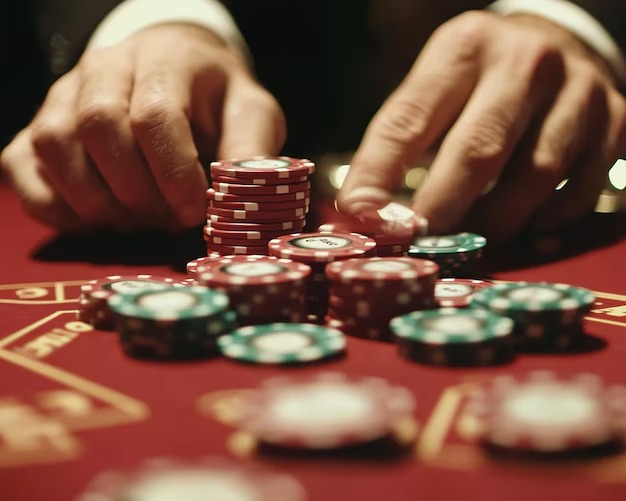Dealer calling the winning number on an American Roulette wheel